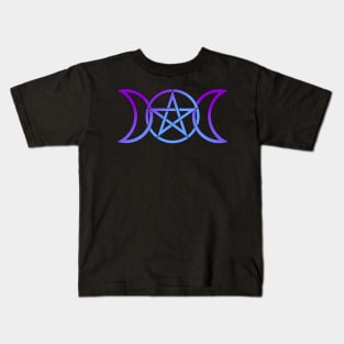 Triple Moon Goddess light purple to blue Kids T-Shirt